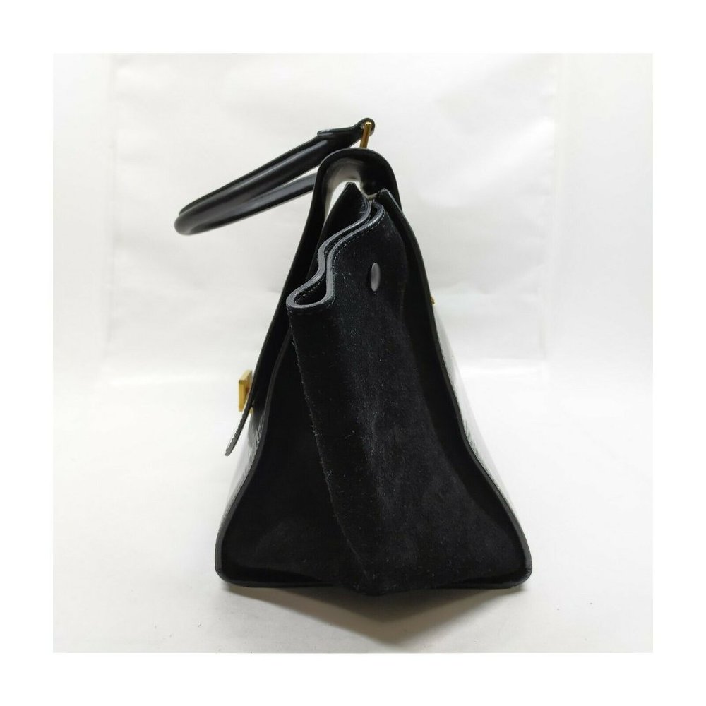 AUTHENTIC CELINE Hand Bag Black Enamel - Picture 3 of 11